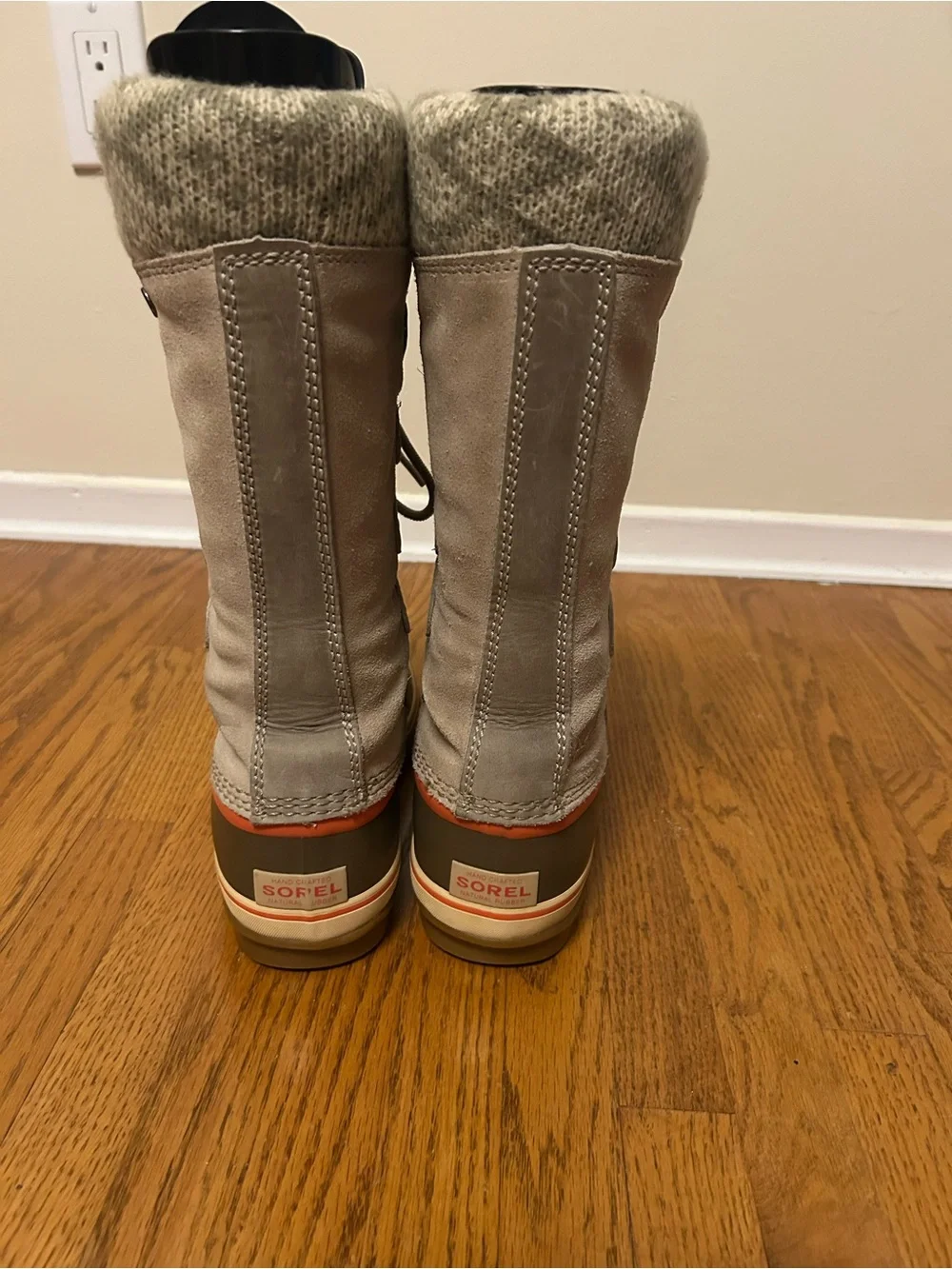 SOREL Joan of Arctic II Fossil Taupe Beige KNIT Suede Waterproof Winter BOOTS - Picture 3 of 7